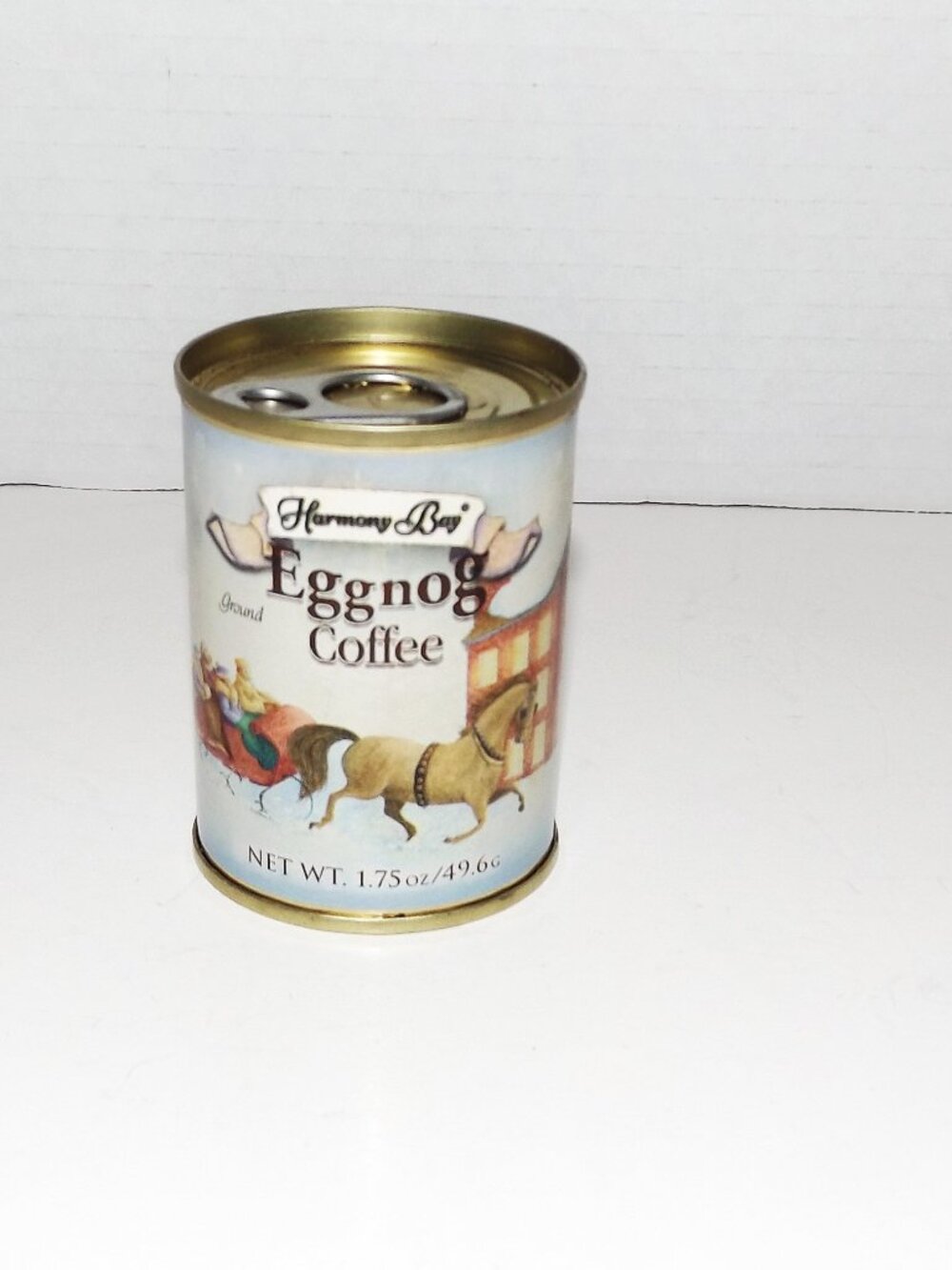 Vintage Harmony Bay Sealed Full Egg Nog Coffee 1.75 oz Canister Rockwell Illus,